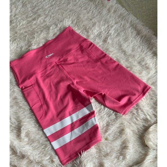 Women Pockets Biker Shorts Size L TKO High Waist Tummy Control Pink - Picture 3 of 12
